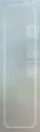 Interior Glass Insert featuring a Frosted Glass Borders Design Sandblast Etched Glass Arched Stepped Corners 1 Design by Sans Soucie