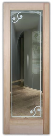Front Door featuring Frosted Glass Design Etched Glass by Sans Soucie Art Glass with Custom Borders Design Barcelona Border