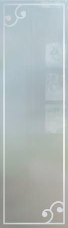 Interior Glass Insert featuring Frosted Glass Design Etched Glass by Sans Soucie Art Glass with Custom Borders Design Barcelona Border
