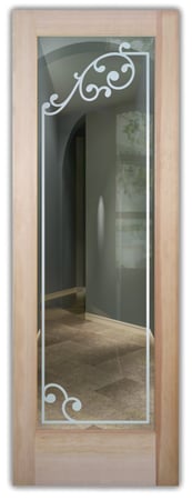 Front Door featuring a Frosted Glass Borders Design Sandblast Etched Glass Barcelona Border II Design by Sans Soucie