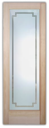 Front Door featuring Frosted Glass Design Etched Glass by Sans Soucie Art Glass with Custom Borders Design Basic Stepped Corners Border