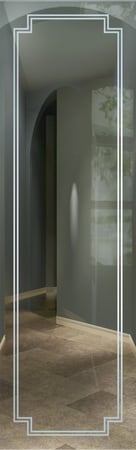Door Glass Insert featuring Frosted Glass Design Etched Glass by Sans Soucie Art Glass with Custom Borders Design Basic Stepped Corners Border