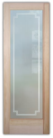 Interior Door featuring Frosted Glass Design Etched Glass by Sans Soucie Art Glass with Custom Borders Design Basic Stepped Corners Border