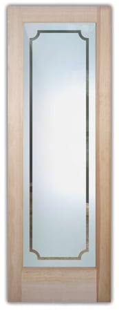 Front Door with a sandblast Frosted Glass Borders Design Custom-Designed Decorative Etched Glass
