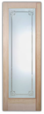 Front Door with a sandblast Frosted Glass Borders Design Custom-Designed Decorative Etched Glass