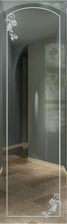 Door Glass Insert with a Frosted Glass Gardenia Border Borders Design for Semi-Private by Sans Soucie Art Glass