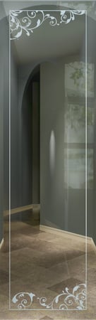 Door Glass Insert featuring Frosted Glass Design Etched Glass by Sans Soucie Art Glass with Custom Borders Design McBeth Border