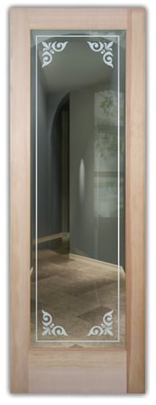 Front Door featuring a Frosted Glass Borders Design Sandblast Etched Glass Promenade Border Design by Sans Soucie