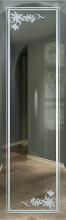 Door Glass Insert with Frosted Glass Borders Spring Flowers Border Design by Sans Soucie
