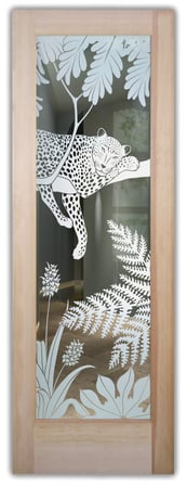 Front Door with Frosted Glass Wildlife Cheetah Design by Sans Soucie