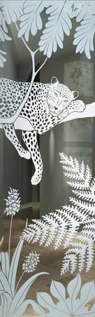 Door Glass Insert with Frosted Glass Wildlife Cheetah Design by Sans Soucie