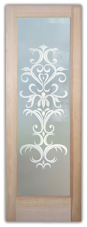 Pantry Door with Frosted Glass Traditional Demure Scrolls Design by Sans Soucie