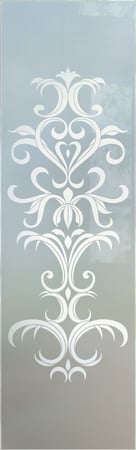 Door Glass Insert with Frosted Glass Traditional Demure Scrolls Design by Sans Soucie