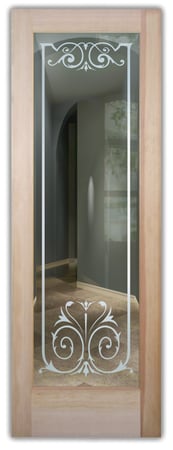Front Door featuring a Frosted Glass Traditional Design Sandblast Etched Glass Elegant Design by Sans Soucie