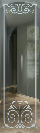 Door Glass Insert featuring a Frosted Glass Traditional Design Sandblast Etched Glass Elegant Design by Sans Soucie