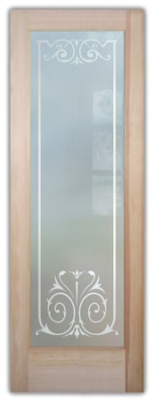 Pantry Door featuring a Frosted Glass Traditional Design Sandblast Etched Glass Elegant Design by Sans Soucie