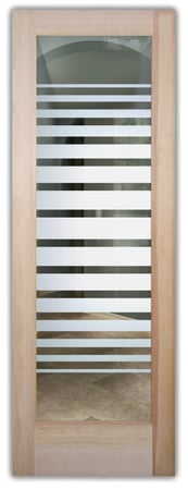 Front Door with a sandblast Frosted Glass Geometric Design Custom-Designed Decorative Etched Glass