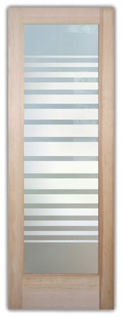 Pantry Door with a sandblast Frosted Glass Geometric Design Custom-Designed Decorative Etched Glass