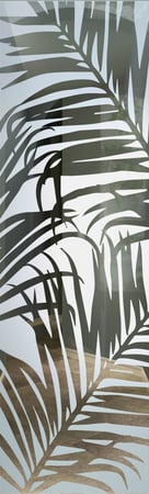 Interior Glass Insert featuring a Frosted Glass Tropical Design Sandblast Etched Glass Fern Leaves Design by Sans Soucie