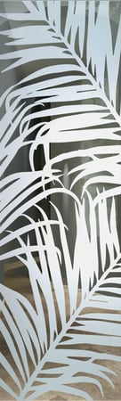 Door Glass Insert featuring a Frosted Glass Tropical Design Sandblast Etched Glass Fern Leaves Design by Sans Soucie