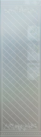 Interior Glass Insert featuring a Frosted Glass Traditional Design Sandblast Etched Glass Filigree Lattice Design by Sans Soucie