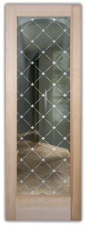 Front Door with a Frosted Glass Fleur Diamonds Traditional Design for Semi-Private by Sans Soucie Art Glass