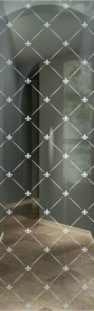 Door Glass Insert with a Frosted Glass Fleur Diamonds Traditional Design for Semi-Private by Sans Soucie Art Glass