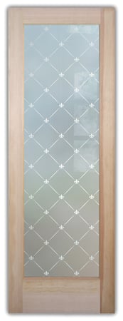 Interior Door with a Frosted Glass Fleur Diamonds Traditional Design for Semi-Private by Sans Soucie Art Glass