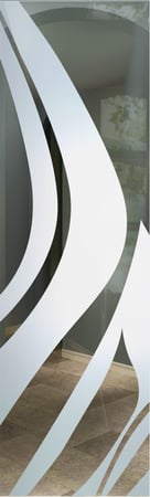 Interior Glass Insert featuring a Frosted Glass Abstract Design Sandblast Etched Glass Flow Design by Sans Soucie