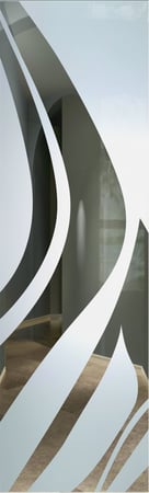 Door Glass Insert featuring a Frosted Glass Abstract Design Sandblast Etched Glass Flow Design by Sans Soucie