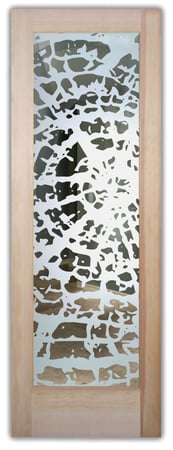 Front Door featuring Frosted Glass Design Etched Glass by Sans Soucie Art Glass with Custom Trees Design Grain