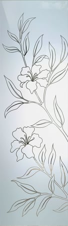Interior Glass Insert with a sandblast Frosted Glass Tropical Design Custom-Designed Decorative Etched Glass