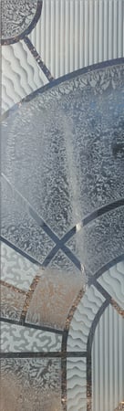 Door Glass Insert with a Frosted Glass Matrix Arcs Geometric Design for Semi-Private by Sans Soucie Art Glass