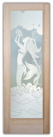 Pantry Door with Frosted Glass Oceanic Mermaid Design by Sans Soucie