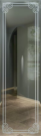 Door Glass Insert featuring a Frosted Glass Borders Design Sandblast Etched Glass Parisian Border Design by Sans Soucie