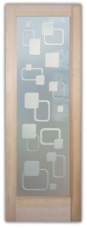 Pantry Door featuring Frosted Glass Design Etched Glass by Sans Soucie Art Glass with Custom Geometric Design Rhombus