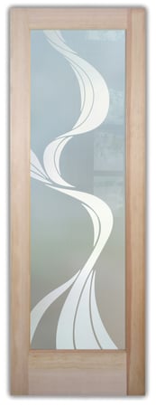 Pantry Door with a Frosted Glass Ribbon Reflection  Geometric Design for Private by Sans Soucie Art Glass
