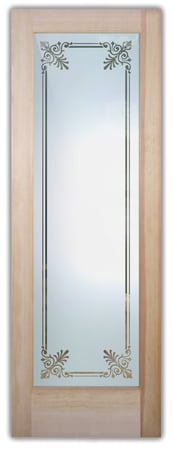 Pantry Door featuring a Frosted Glass Traditional Design Sandblast Etched Glass Rochelle Design by Sans Soucie