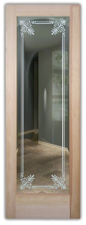 Front Door featuring a Frosted Glass Traditional Design Sandblast Etched Glass Rochelle Design by Sans Soucie