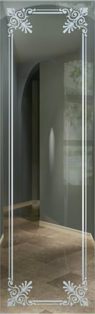 Door Glass Insert featuring a Frosted Glass Traditional Design Sandblast Etched Glass Rochelle Design by Sans Soucie