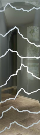 Interior Glass Insert showcasing a Frosted Glass Abstract Design with Sandblast Etched Glass Art by Sans Soucie Serrated Design