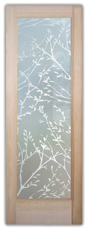 Front Door showcasing a Frosted Glass Patterns Design with Sandblast Etched Glass Art by Sans Soucie Spring Sprigs Design