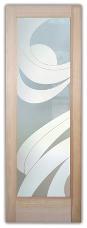 Pantry Door with a Frosted Glass Streamers Geometric Design for Private by Sans Soucie Art Glass