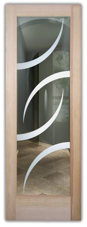 Front Door with a Frosted Glass Swift Geometric Design for Semi-Private by Sans Soucie Art Glass