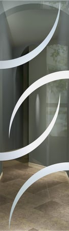 Door Glass Insert with a Frosted Glass Swift Geometric Design for Semi-Private by Sans Soucie Art Glass