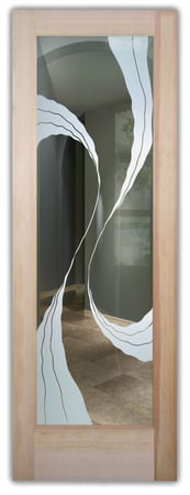 Front Door with a sandblast Frosted Glass Abstract Design Custom-Designed Decorative Etched Glass