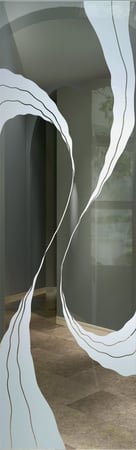 Door Glass Insert with a sandblast Frosted Glass Abstract Design Custom-Designed Decorative Etched Glass