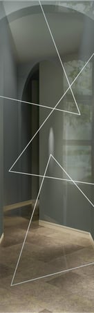 Door Glass Insert featuring Frosted Glass Design Etched Glass by Sans Soucie Art Glass with Custom Geometric Design Triangles Pinstripe