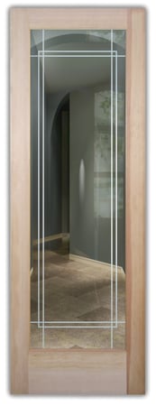 Front Door featuring a Frosted Glass Borders Design Sandblast Etched Glass Ultra Border Design by Sans Soucie