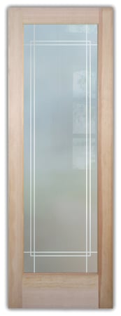 Interior Door featuring a Frosted Glass Borders Design Sandblast Etched Glass Ultra Border Design by Sans Soucie